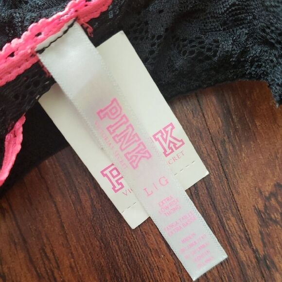Victoria's Secret Black Lace Thong Size L New Whimsigoth Fairy Romantic Feminine - Picture 4 of 4